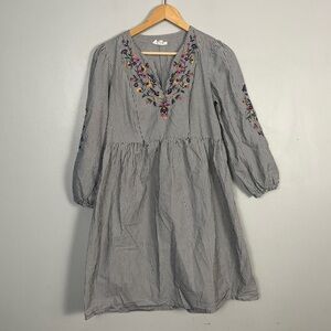 Seraphine maternity striped embroidered long sleeve nursing zipper dress size 4